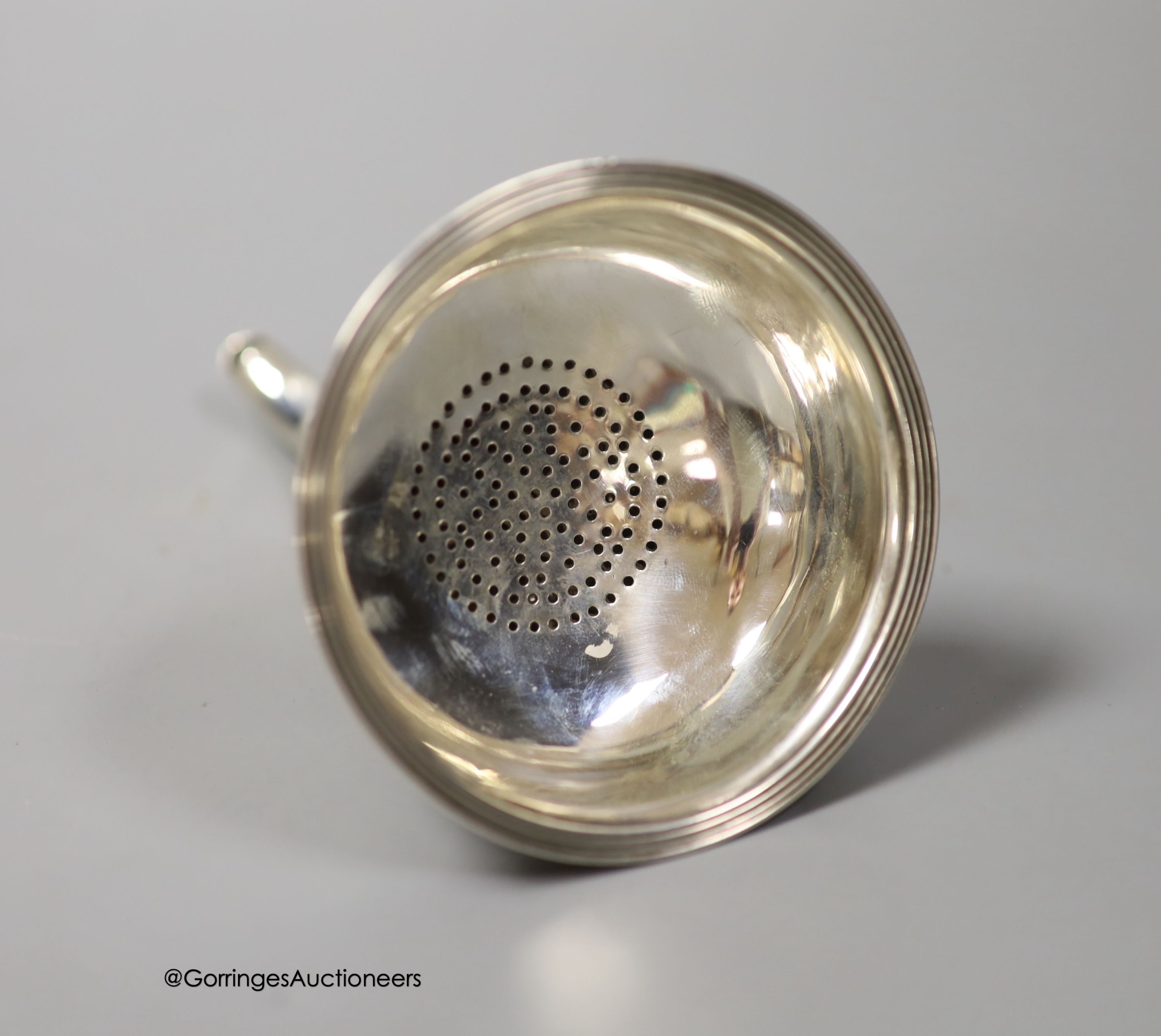 A George III silver wine funnel, by Thomas Meriton?, London, 1800, 13.5cm, 103 grams (split)